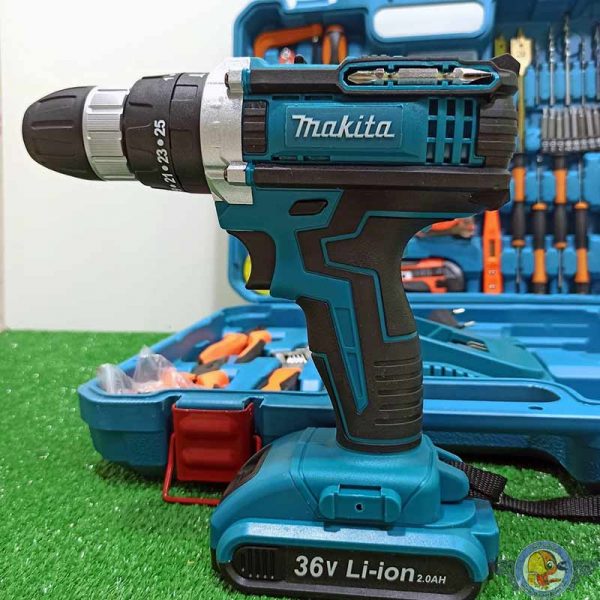 دریل و پیچگوشتی شارژی ماکیتا 36 ولت با مجموعه کامل ابزار مدل japan