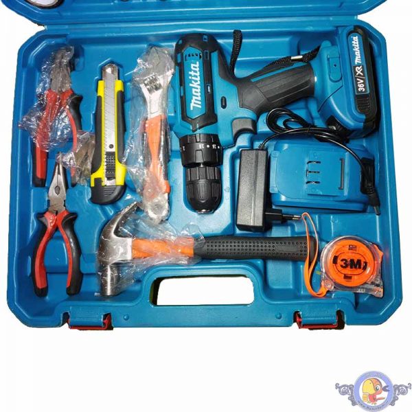 دریل و پیچگوشتی شارژی ماکیتا 36 ولت با مجموعه کامل ابزار مدل japan