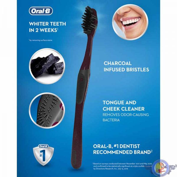 مسواک اورال-بی زغالی مدل Charcoal بسته دو عددی