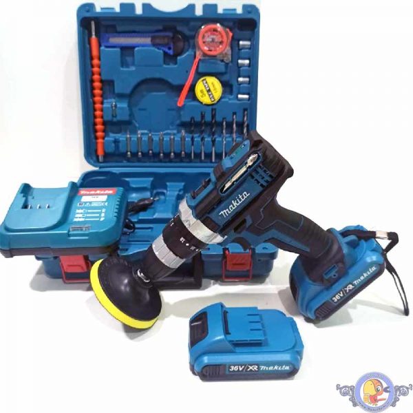 دریل و پیچگوشتی شارژی ماکیتا 36 ولت با مجموعه ابزار پک کوچک