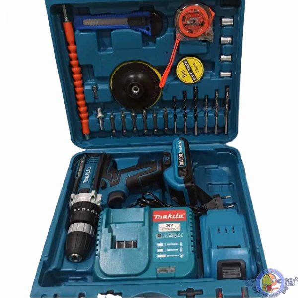 دریل و پیچگوشتی شارژی ماکیتا 36 ولت با مجموعه ابزار پک کوچک