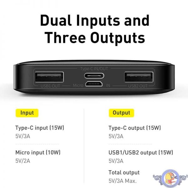 پاوربانک بیسیوس مدل PPDML-I01 ظرفیت 10000 میلی آمپر ساعت
