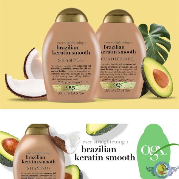 شامپو کراتین برزیلی او جی ایکس OGX Brazilian Keratin Smooth