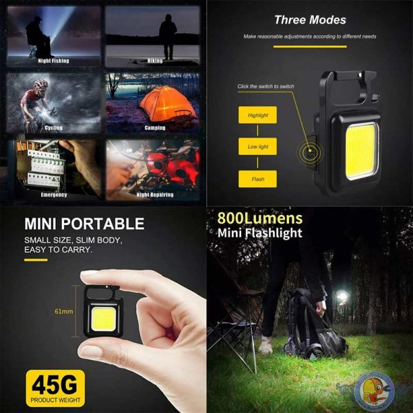 چراغ قوه آهنربایی شارژی COB چندکاره