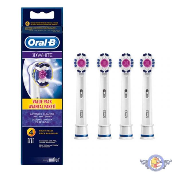 سری یدک مسواک برقی اورال بی مدل 3D White بسته 4 عددی
