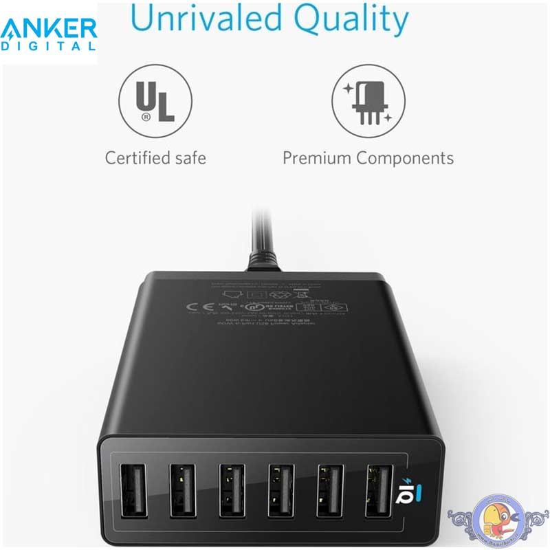شارژر رومیزی انکر مدل Anker A2123 با 6 پورت و توان 60W