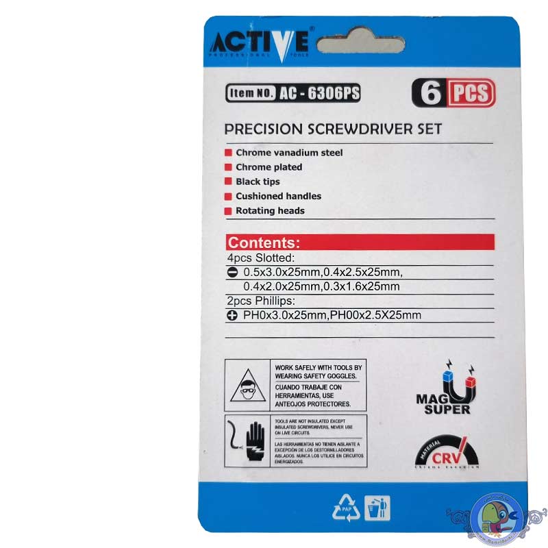 ست پیچ گوشتی ساعتی 6 عددی اکتیو مدل AC-6306PS
